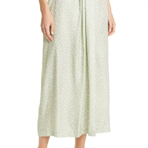 Vince Silk Stone Dot Midi Skirt Celery Size 0 - Picture 2 of 3